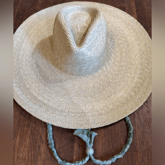 NEW! WyethWide-Brim Straw Sun Hat with Chin Ties - Sage